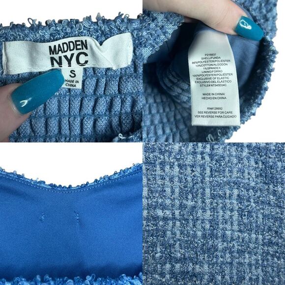 Madden NYC Blue Long Sleeve Tweed Bomber Jacket Tank Top Skort 3 Piece Set - Picture 15 of 15